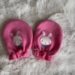 Cute Pink Bunny Baby Mittens